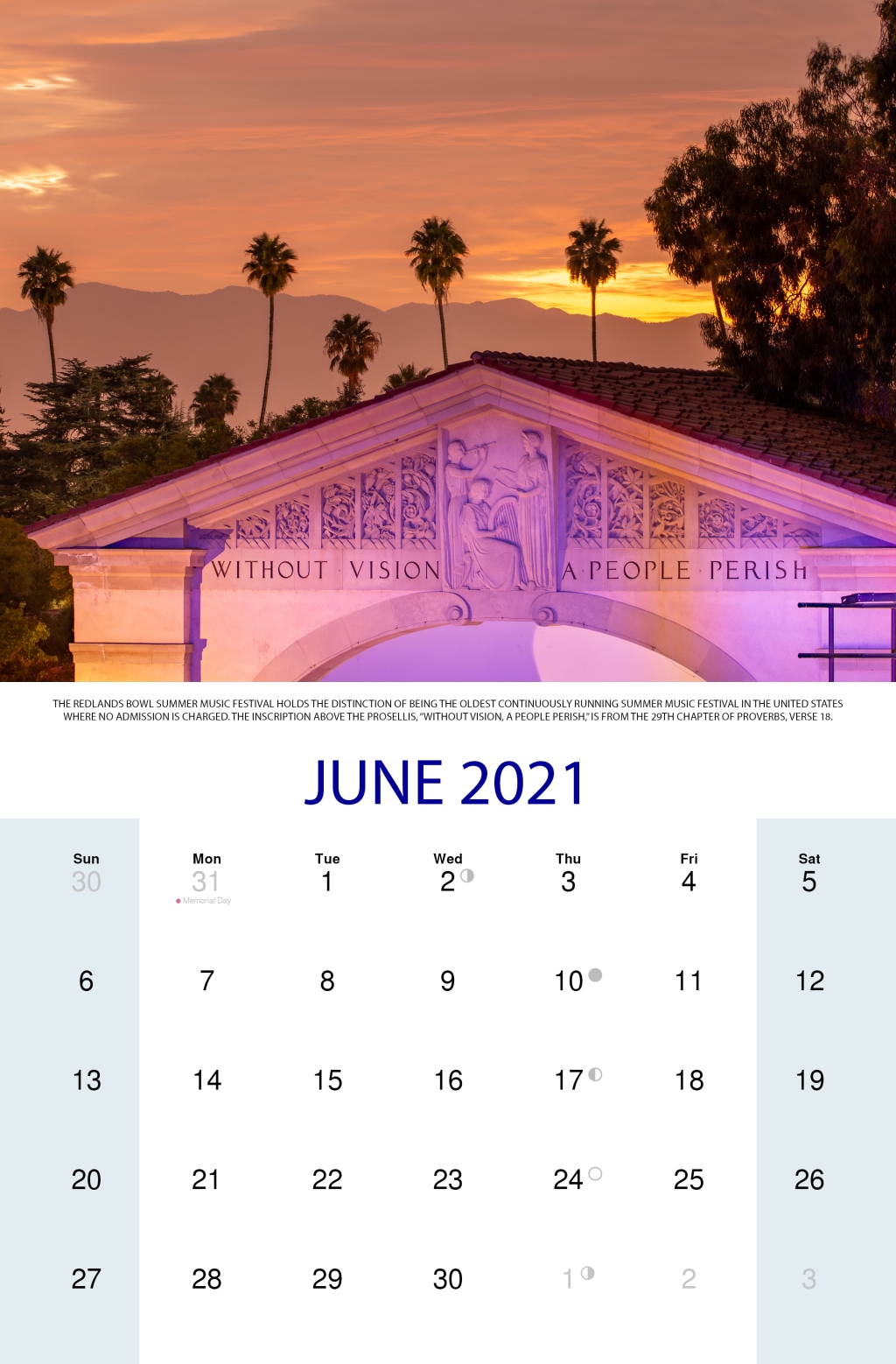 2021 Redlands Calendar